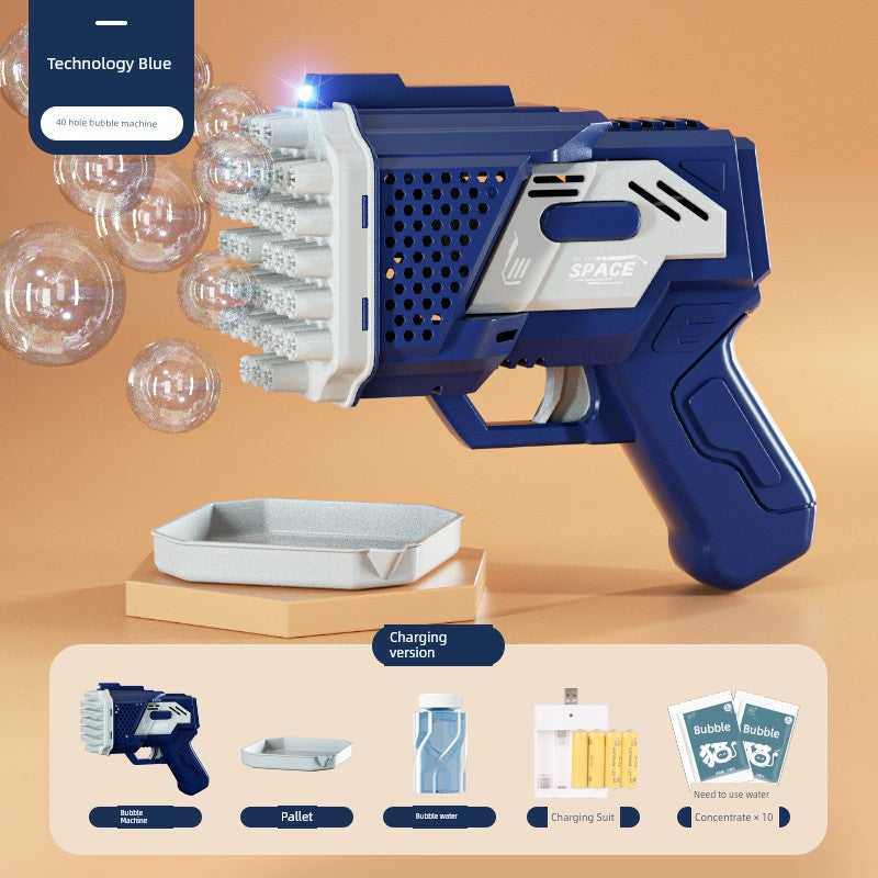 2025 New Arrival Bubble Machine Male Baby Automatic Lighting Gatling Toy Girl 105 Hole Handheld Bazooka