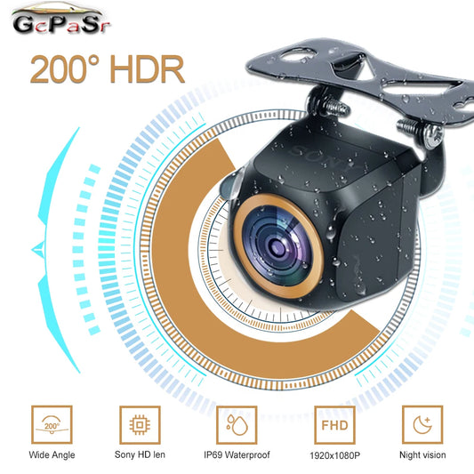 Car Rear View Camera 200° Fisheye Golden Lens Full HD Night Vision Vehicle back Car reversing Front Camera